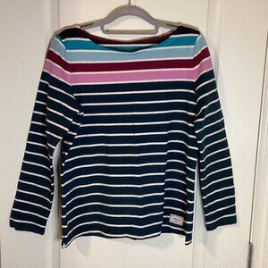 Talbots Women's Long Sleeve T-Shirt Striped Top Size M Cotton